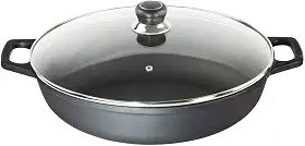 Paella Ferro Fundido Alça Ferro Tampa Vidro Santana 30 Cm