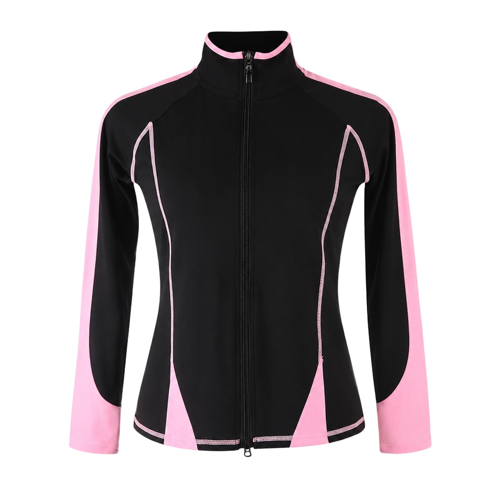 Eiskunstlauf Jacke Damen Teen Vollzip Kontrastbesatz Eisbahn Training | Stehkragenjacke mit Vollreißverschluss, Kontrastbesatz und Ärmeleinsätzen for Warm-up, Eisbahntraining und Skating