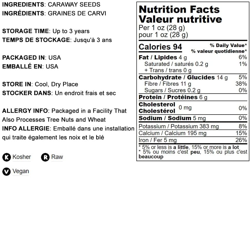 Miniatura 3 de Food to Live - Semillas de alcaravea, 8 onzas de semillas de alcaravea secas enteras crudas, Kosher y veganas, especias saladas a granel. Ricas en