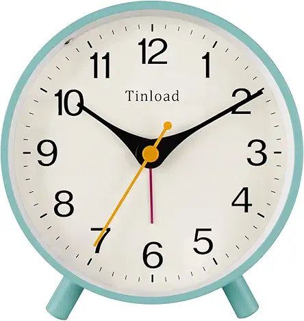 4.5" Antique Retro Analog Alarm Clock, Small Silent...