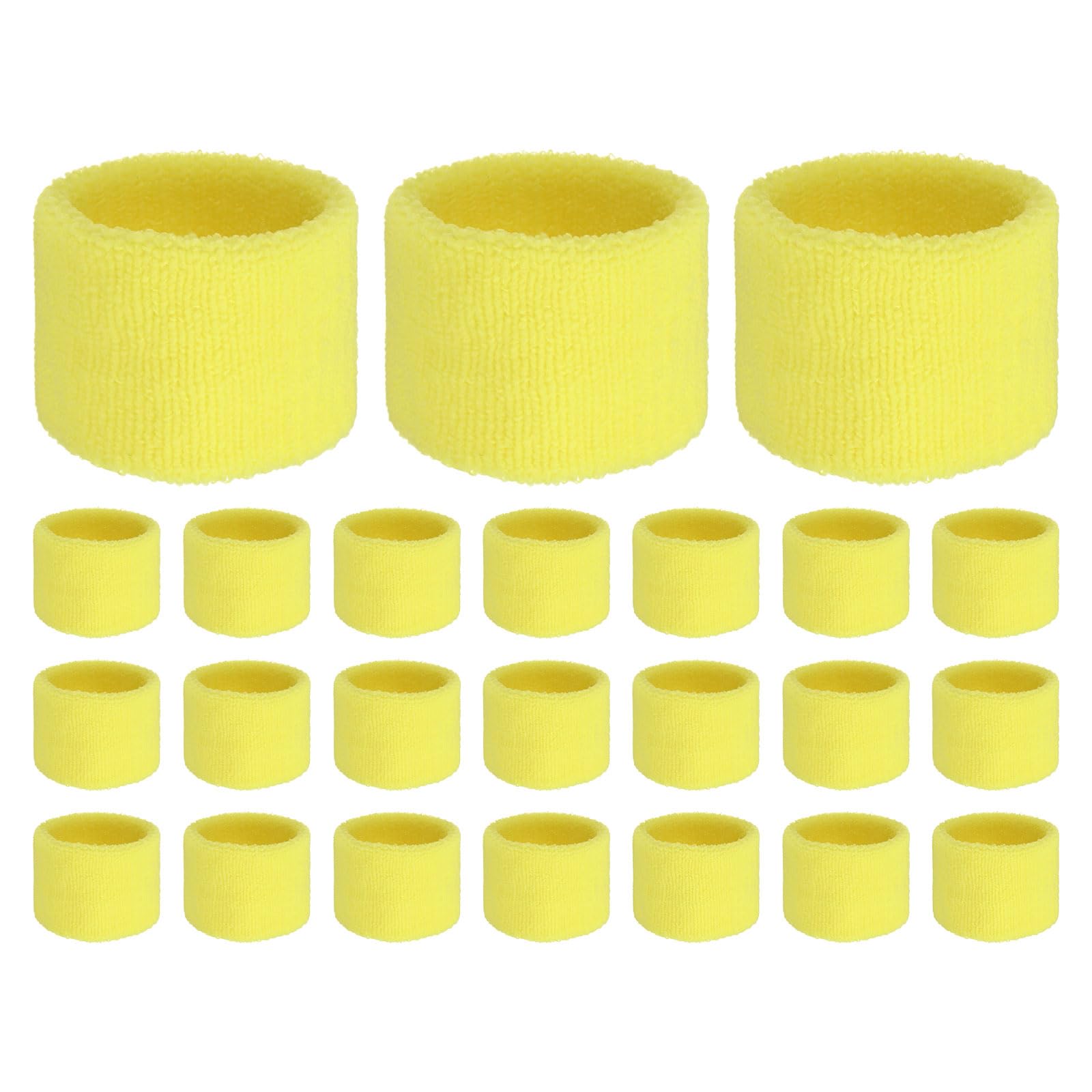 TIXIPEM 24-Pack Sports Sweatbands 5CM W Cotton, Yellow