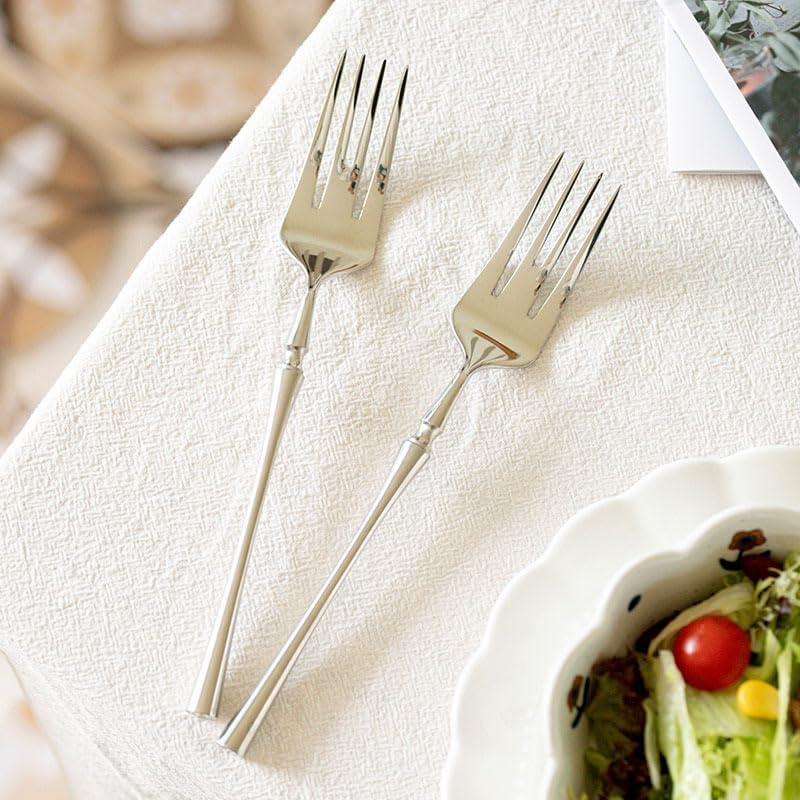 Silverware Flatware Set, 1/4/6/8 Pieces Dinner Fork 304 Stainless Steel Fork Restaurant Mirror Steak Fork Home Hotel (Color : Silver, Size : 6Pcs)