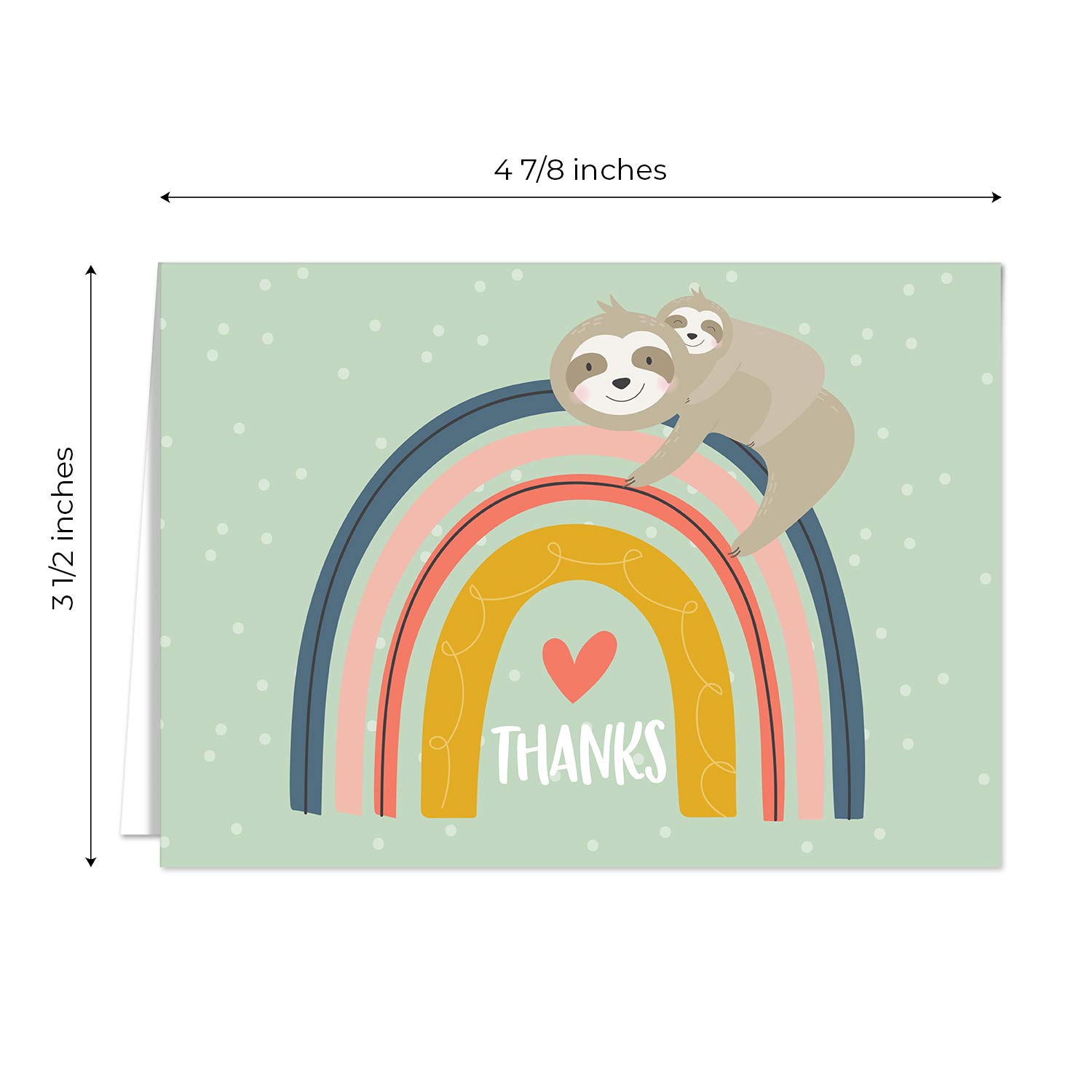 Dankeskarten mit fröhlichem Regenbogen- und Faultier-Design, 24 bunte Dankeskarten und Umschläge, 6 niedliche Designs