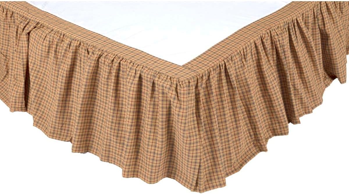 VHC Brands Millsboro Bed Skirt Country Rustic Bedding Accessory, Tan (Twin)