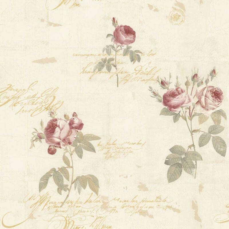 Manhattan Comfort Murfreesboro 32.7 Ft. x 20.5 in. Vinyl Pink Peonies Wallpaper Covering