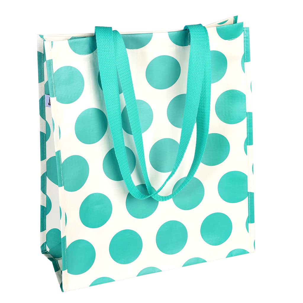 Rex London Reusable Eco-friendly Shopping Bag - Turquoise on Cream Spotlight โ image 1