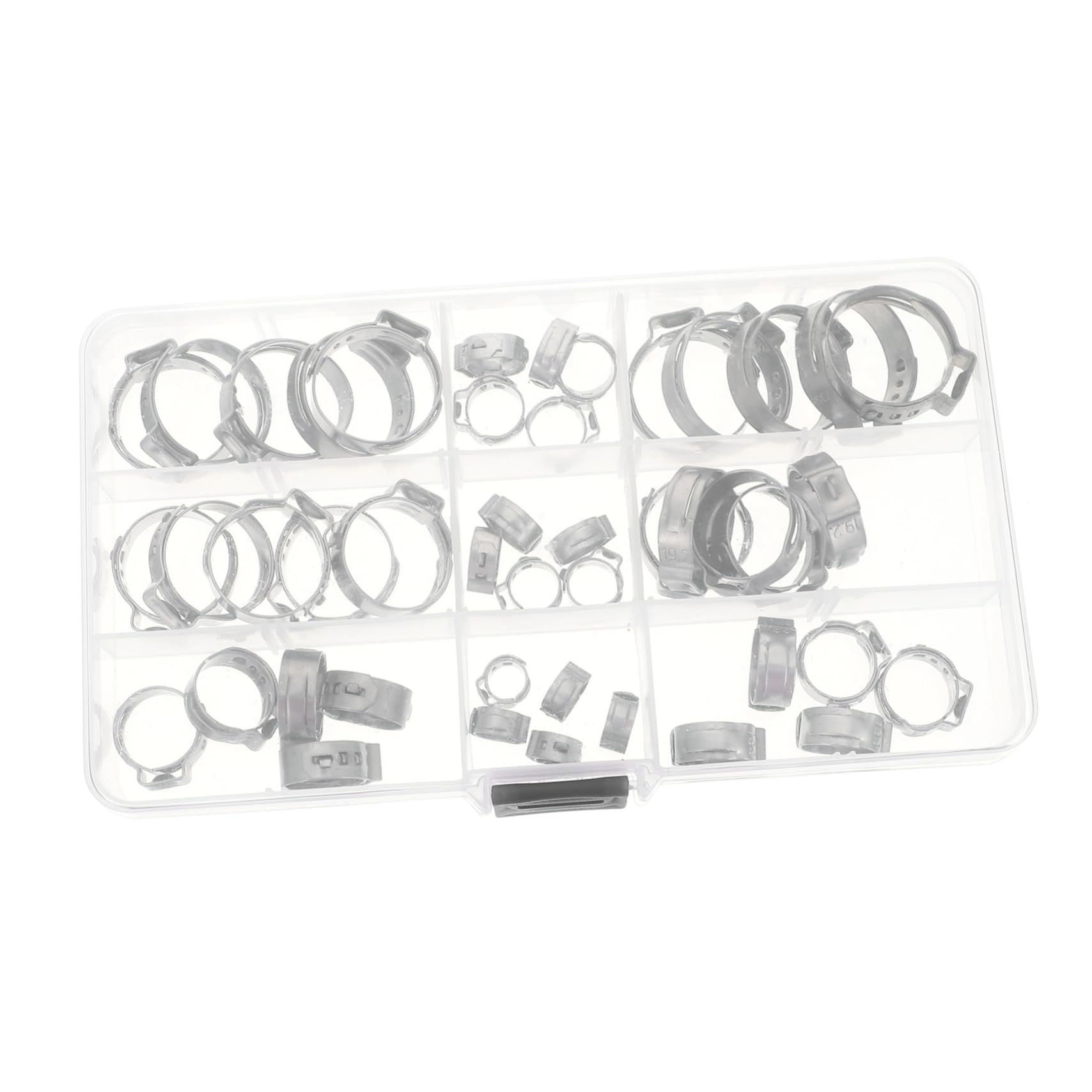 NAMOARLY 45pcs Hose Clamp Hose Clamp Single Ear Pipe Clamps Cinch Crimp Rings Adjustable Pipe Clamps Stainless Hose Clamps Hose Clip Water Pipe Fixed Clip Clamp for Stainless Steel Silver