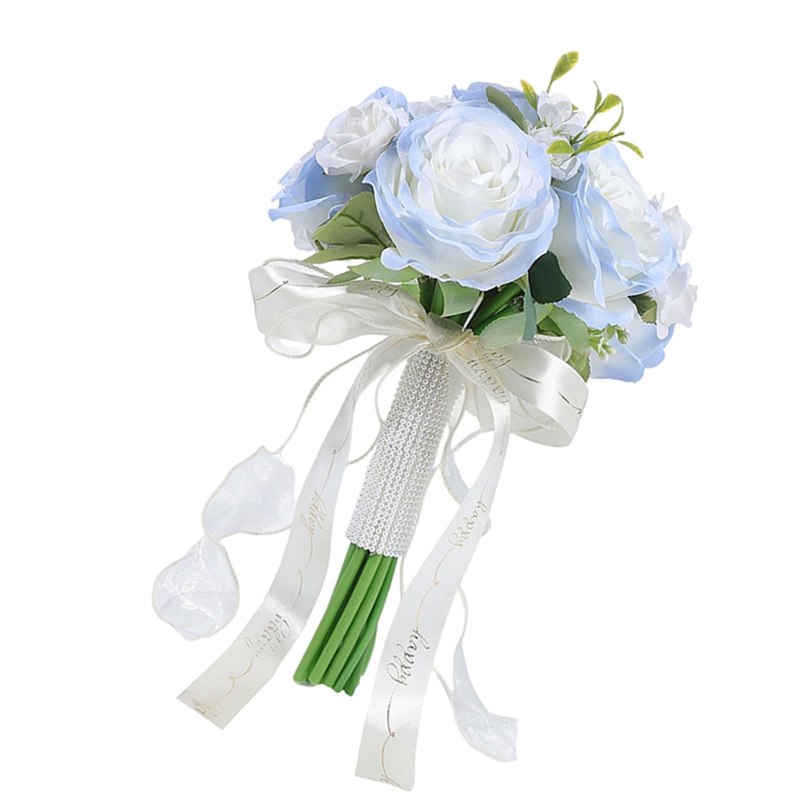 Msioytog Silk Flower Bouquet Blue Color Bride Bouquet for Wedding Photography and Anniversary Ceremonies Bridesmaid Use Wedding