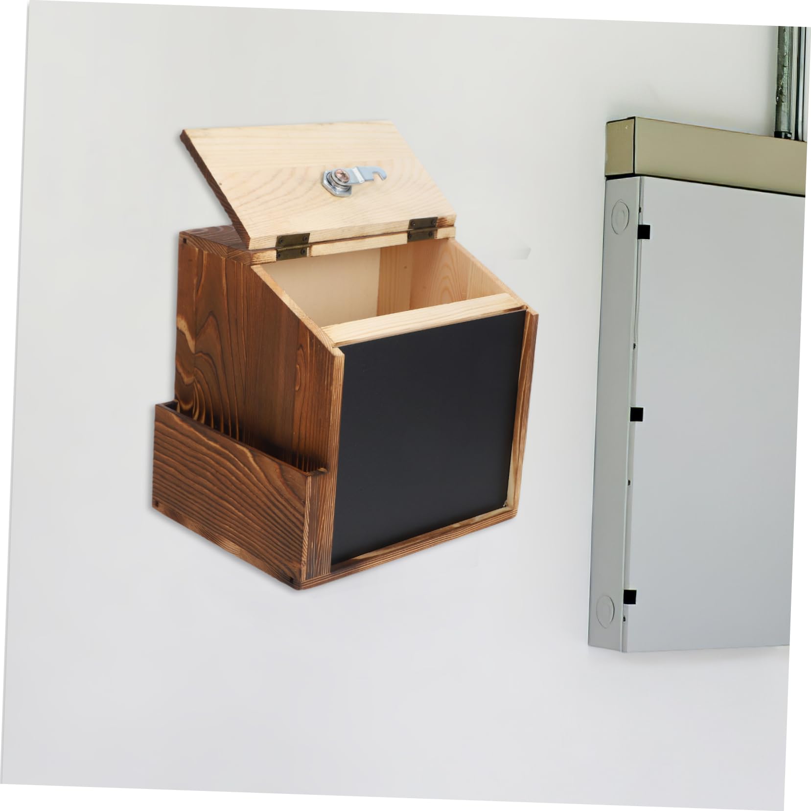 Sewroro Buzón de Sugerencias con Pizarra de Madera con Cerradura y Diseño para Montaje en Pared , Caja de Donaciones Segura Adecuado para Votación y Propinas en Restaurantes