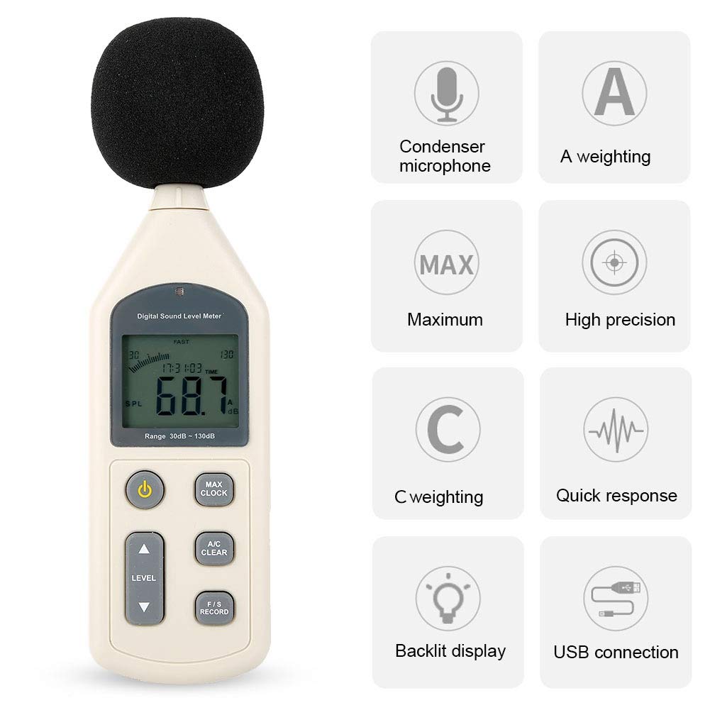 Naroote Handheld Sound Level Meter High Sensitivity Digital Decibel Meter