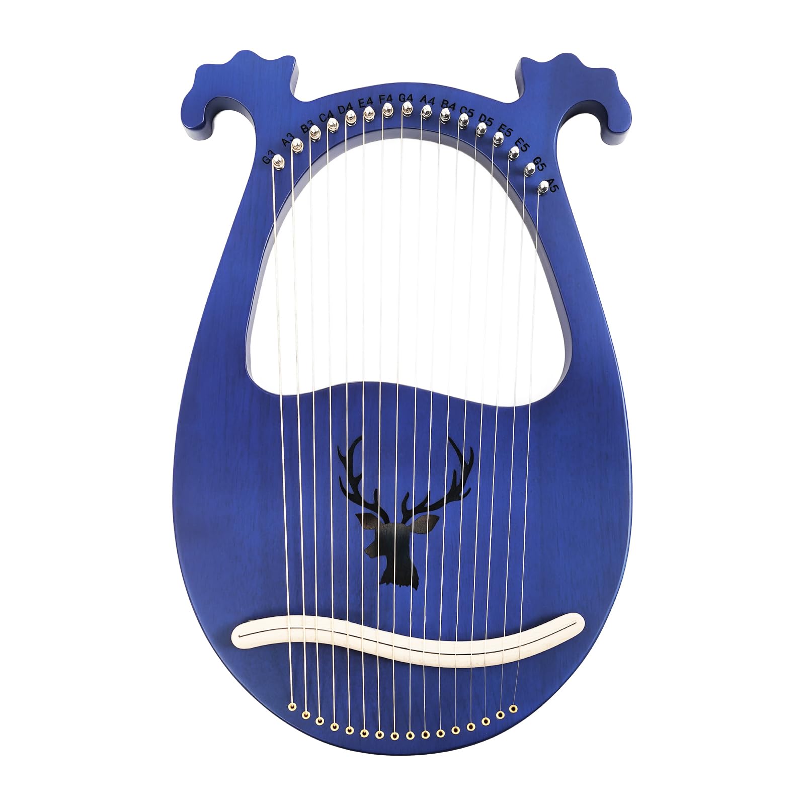 Lira Arpa Harfe in legno massiccio di mogano, 16 corde in metallo - Daumenklavier con tasti di accordatura e paddles, per bambini e adulti amanti della musica principianti (Blu)