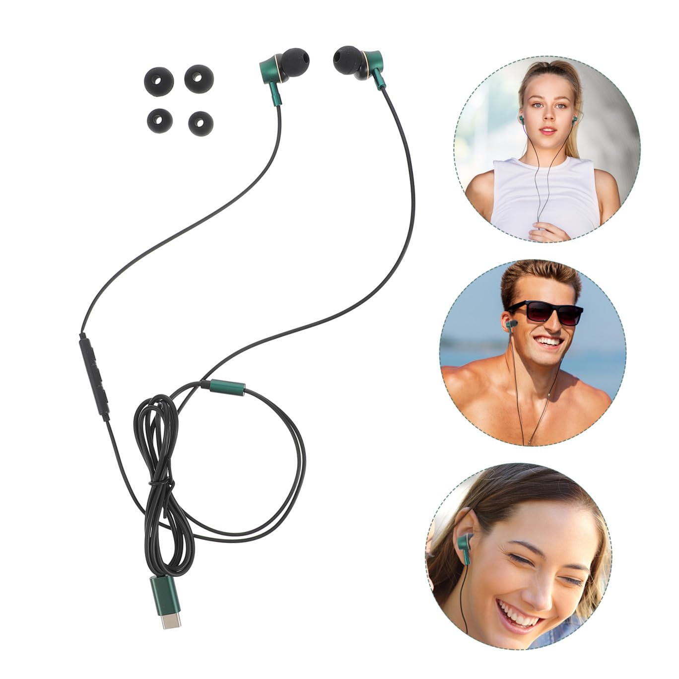 Angoily 2pezzi Cuffie Usb c Con Controllo In-ear Ergonomico Auricolari Antirumore Con Design Speciale e Materiali Comfort Compatibili Con Smartphone e Dispositivi Tipo-c Per Chiamate e