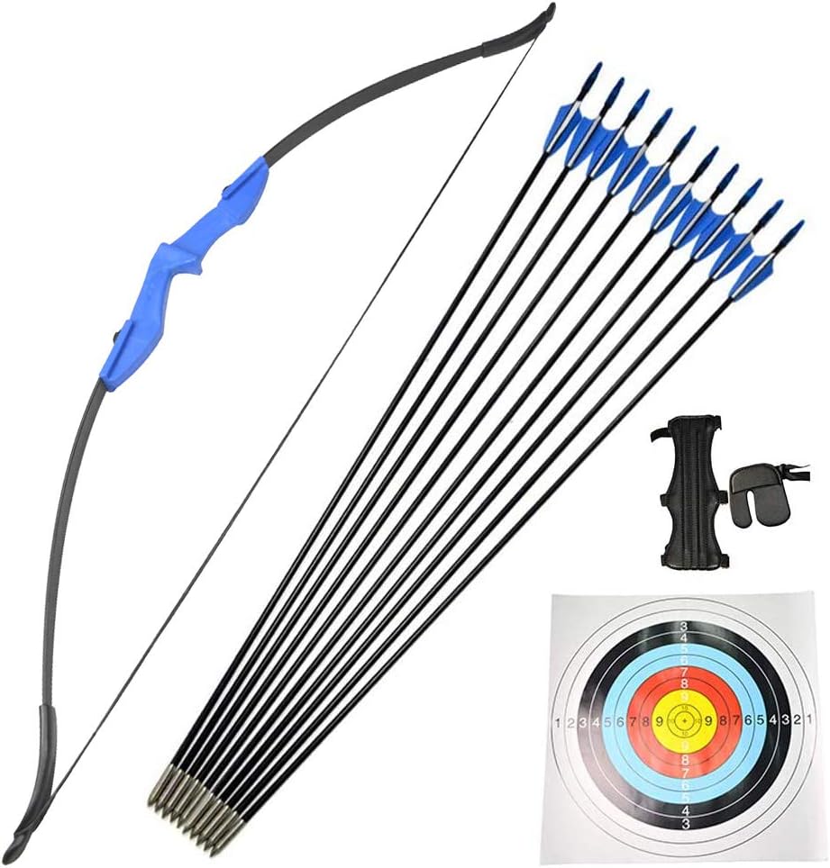 Milaem Archery Takedown Recurve Bow and Arrow Set 30lbs 35lbs 40lbs Straight Bow with Fiberglass Arrows Longbow Hunting Bow for Right and Left Handed