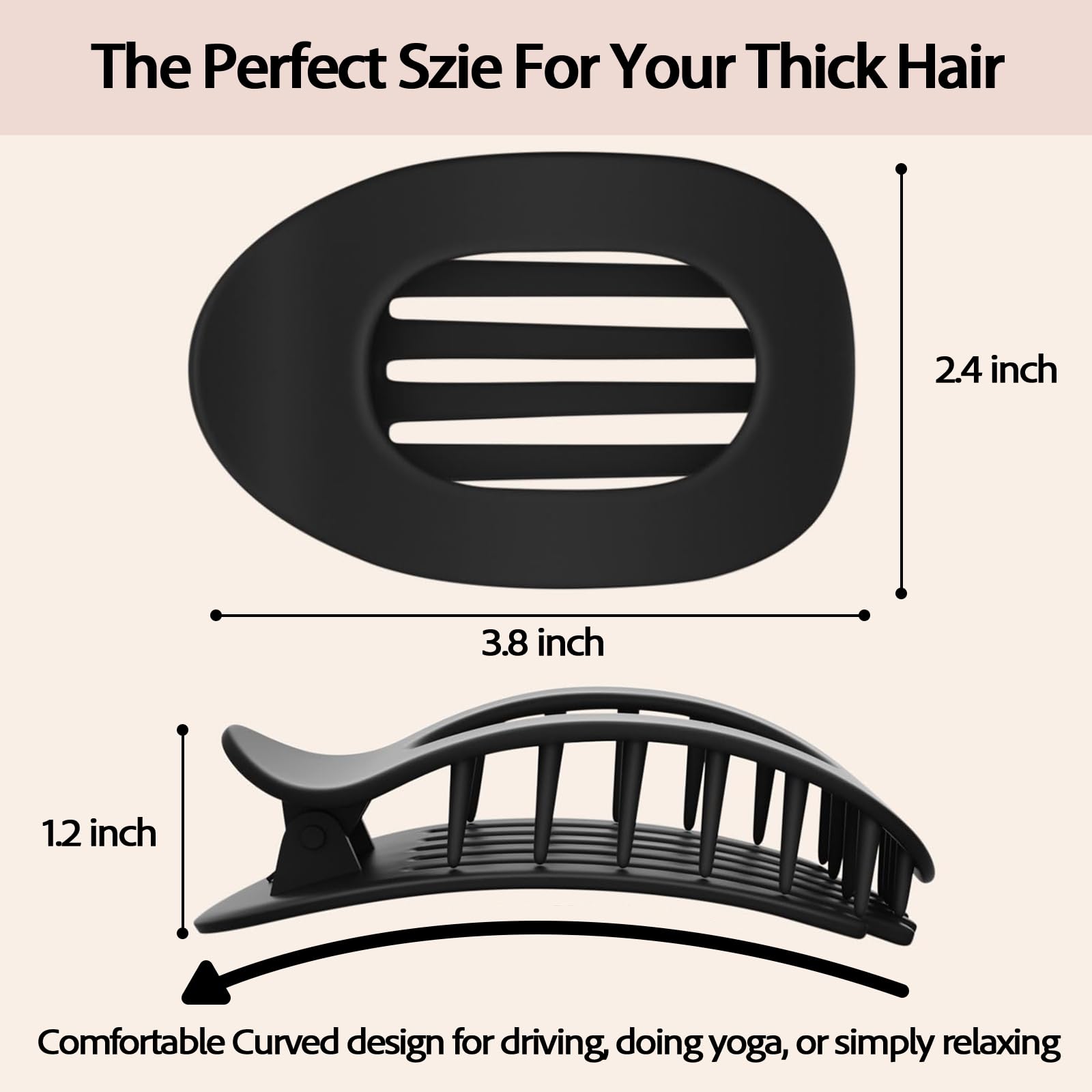 VivaSmile 4 PCS Flat Hair Clips for Women Curved Design Duckbill Hair Clips for Lying Driving - Image 2