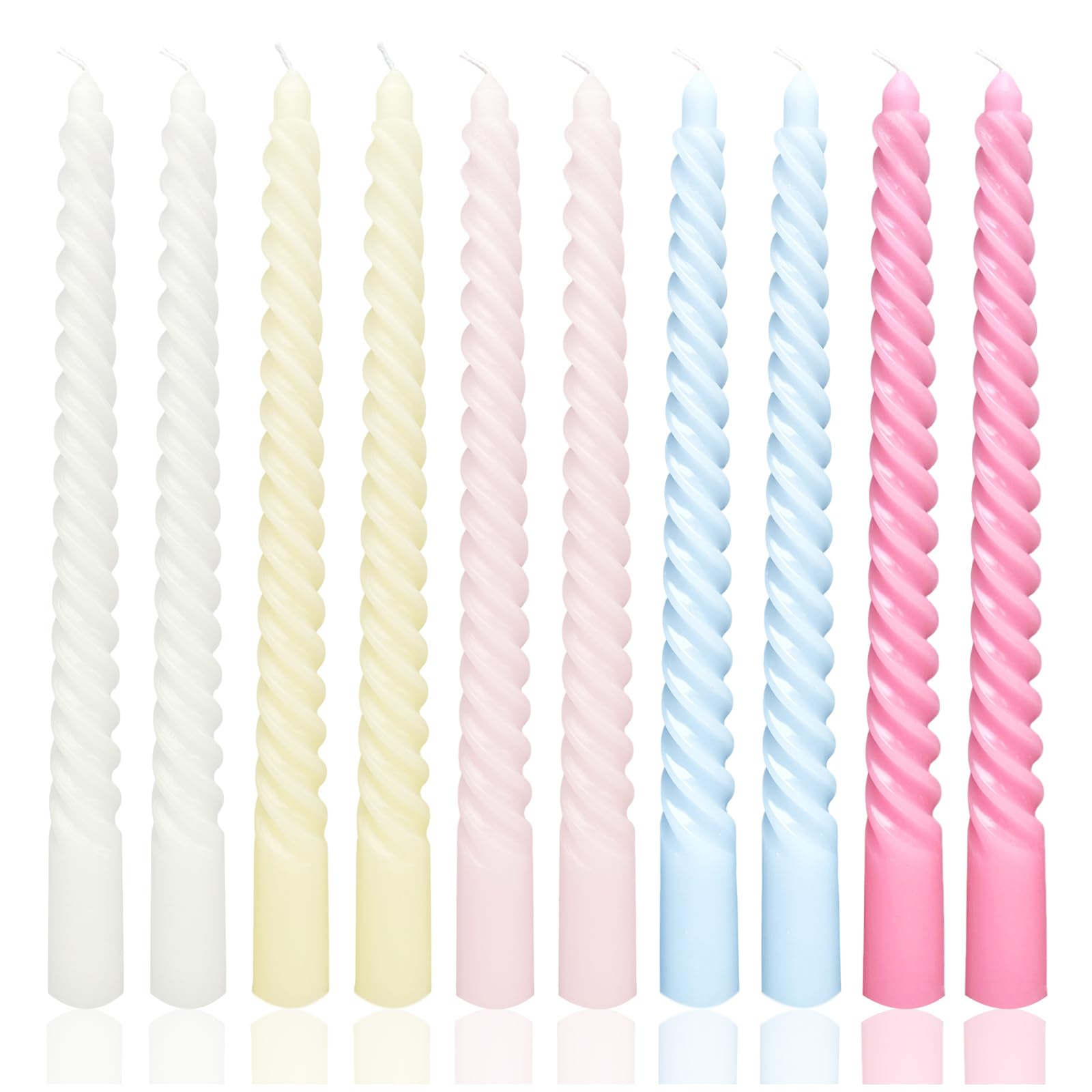Photo 1 of 10 Inch Multi-Colored Taper Candle Set, 10 Pack Unscented Dripless Candlesticks for Family Dinner Parties Home Decoration Picnic