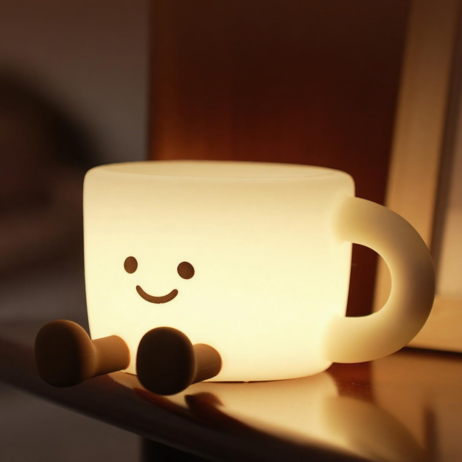 Night Light for Kids, Warm White Light Cute Coffee Cup Touch LED Night Lamp, 3-Level Dimming & Timer, Soft Silicone Bedside Nursery Nightlight for Bedrooms,Funny Gifts for Boys Girls Baby(Warm Light)