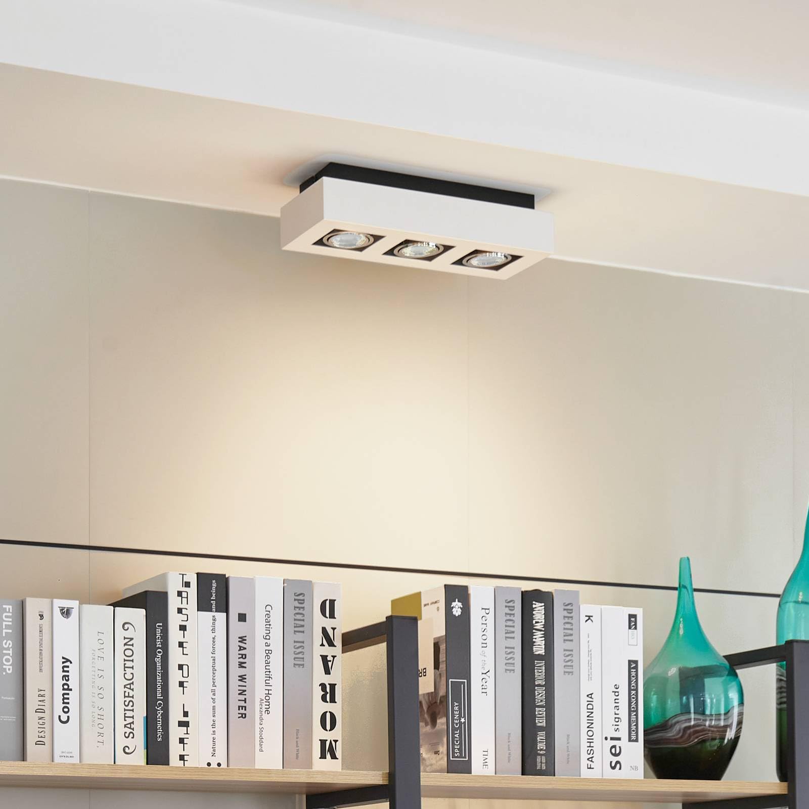 Arcchio lámpara de techo en blanco, foco | lámpara de cocina, gu10, 3 bombillas, moderno, de aluminio, angular para pasillo, oficina, espacio de trabajo, sala de