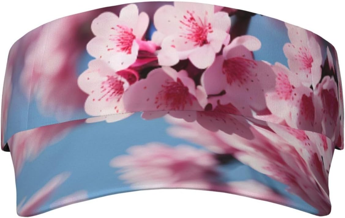 Cherry Blossoms Print Sports Sun Visor Hats Adjustable Running Golf Tennis Sun Cap for Women Men