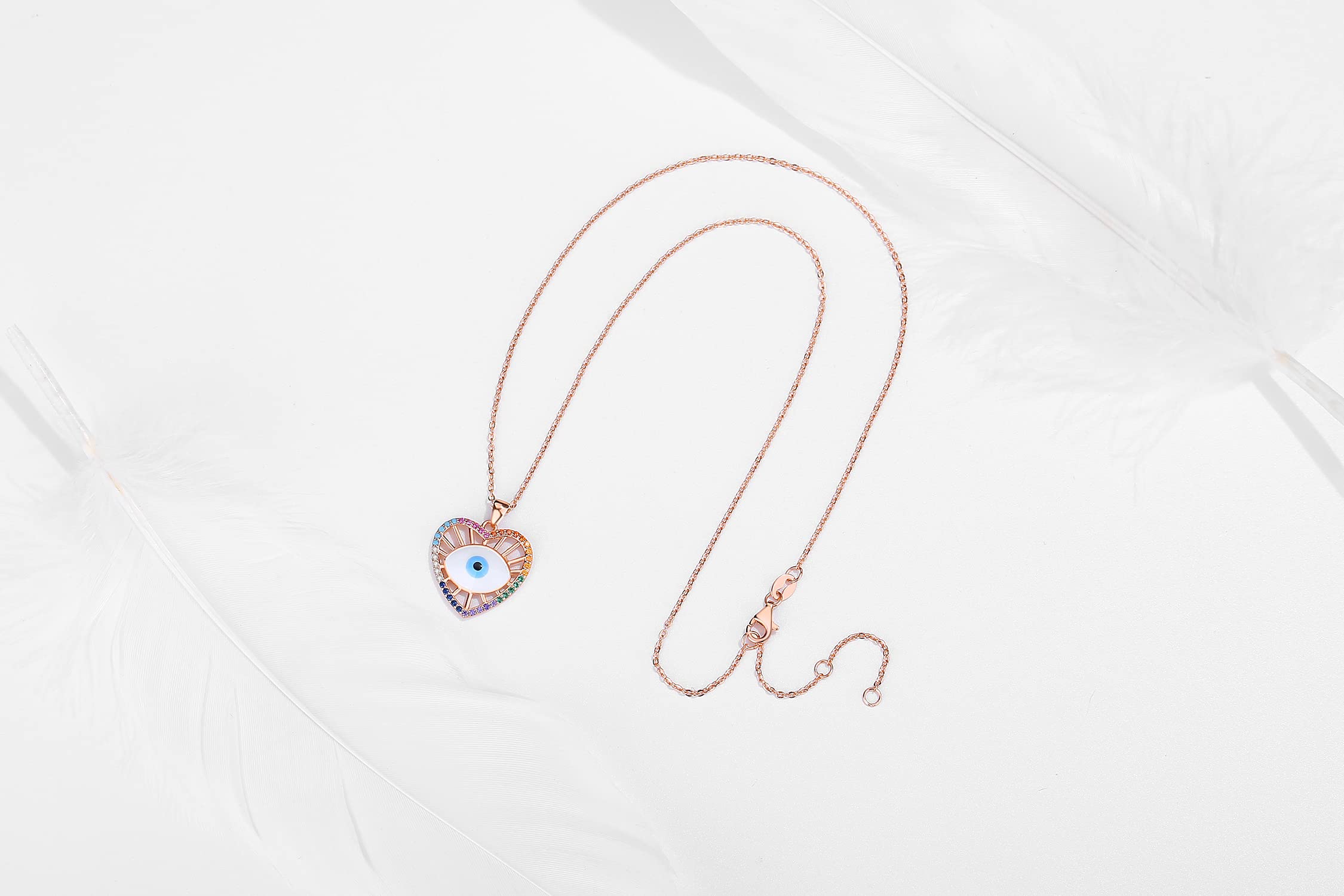 Collar turco contra el mal de ojo, Gargantilla con colgante de corazón de la suerte de cristal de Plata de Ley 925, joyería con abalorio para mujer