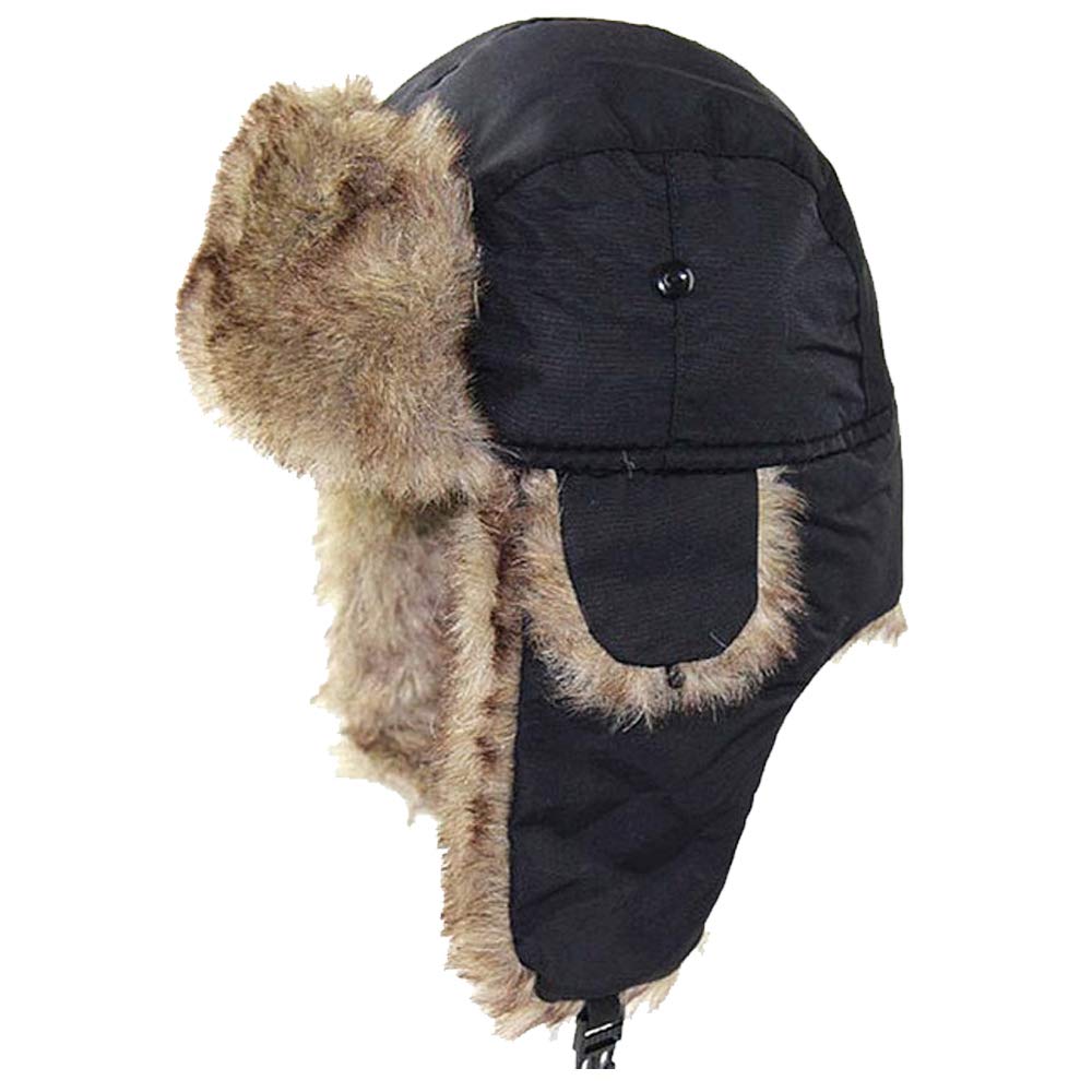 Men Ski Hat with Ear Flaps Foldable Windproof Bomber Hats Russian Costume Accessories for Skiing Hunting