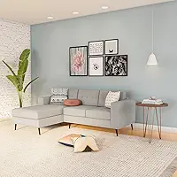 Sofá 3 Lugares Surprised com Chaise Esquerdo Pé Palito Linho Cotton Cru
