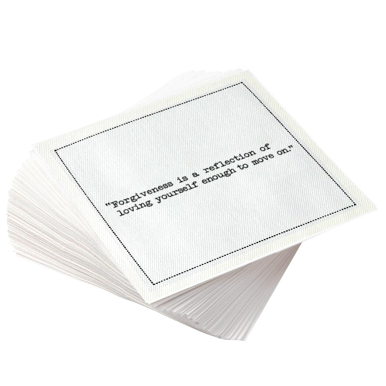 Five Star Moving Forward Quotes | White Cotton Cocktail Napkins | 50 Luxury Disposable Beverage Napkins