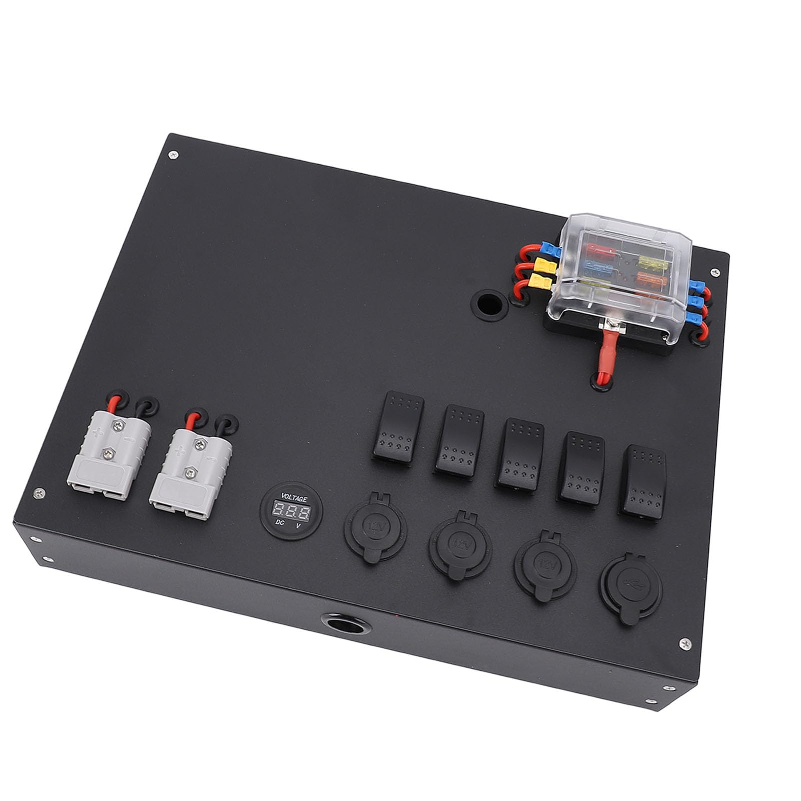 CHICIRIS Wytrzymała Skrzynka Kontrolna Zasilania Akumulatorowego o Podwójnym Napięciu z Przełącznikiem Zapalniczki USB do Samochodów Kempingowych i Pickupów