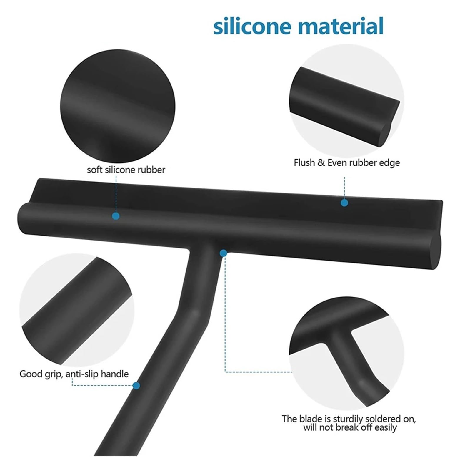 Raschiello Per Doccia Tergivetro for doccia, detergente for porte in vetro, raschietto for pareti con supporto in silicone, for la pulizia dello specchio del bagno, dei vetri(Black 2 pack)