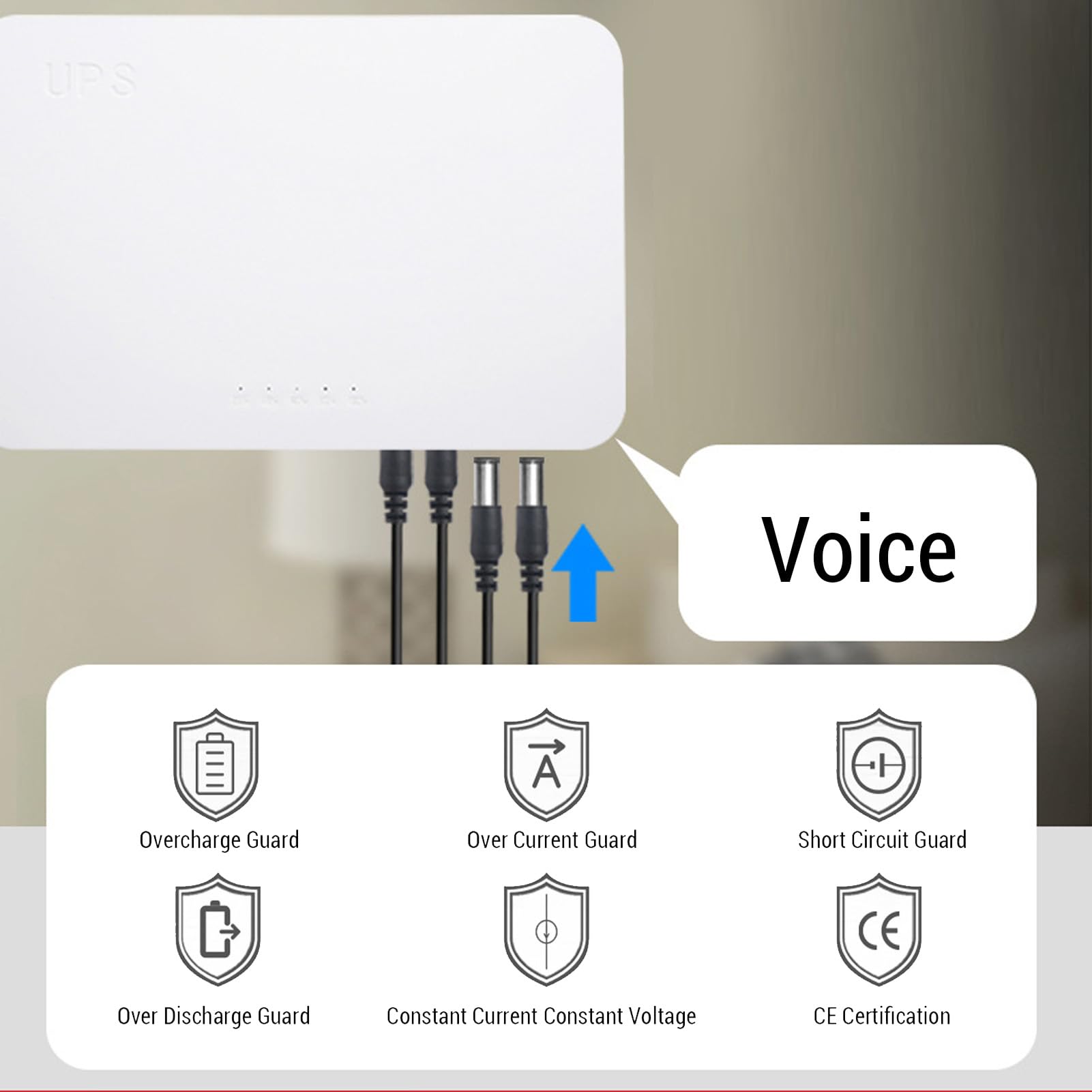 Luocute Mini UPS, Zasilanie Zapasowe 8000 MAh z Angielskim Wierszem Głosowym dla Modemu Routera, Kopia Zapasowa do 5 Godzin z DC 5V 9V 12V Poe 15V 24V USB 5V 2A (wtyczka UE)