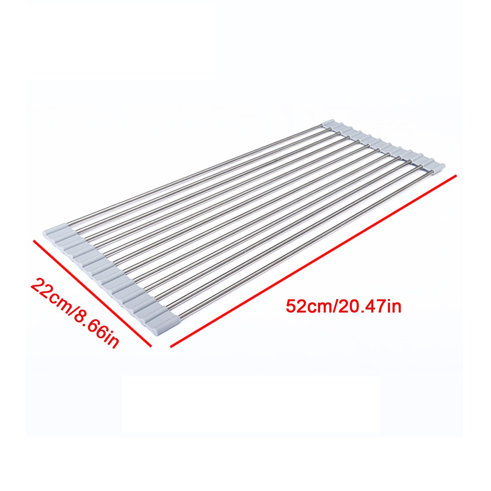 YYL De Múltiples Fines Escurreplatos Enrollable, Plegable Acero Inoxidable sobre Fregadero Cocina Escurridor de Rejilla, para Tazas Frutas Verduras (Size : 22 * 52cm/8.66 * 20.47in)