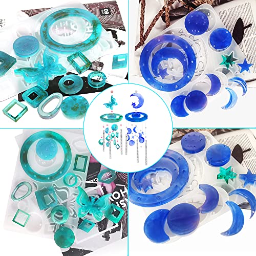 FineGood 2 Set Wind Chimes Resin Moulds, Butterfly & Moon Designs, Silicone Moulds for Resin Gifts & Home Decor - Image 3