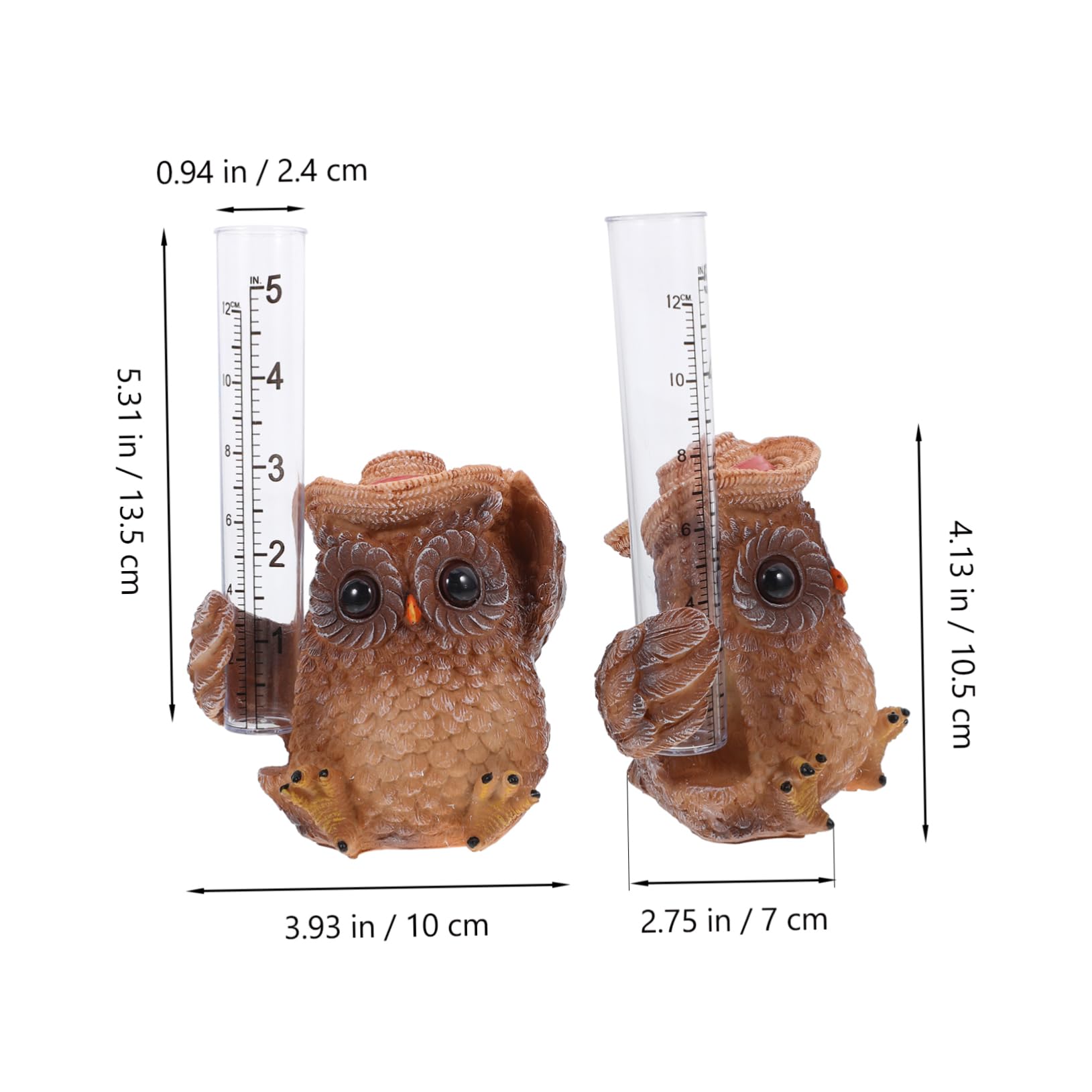 KESYOO Decorative Yard Gauge Garden but Gauges Tool Statue Cute Mounted Accurate Outdoor Rain Measure Gauge Measuring Decoration Tube with Owl Rain Gauge Decorative Rain Gauge Pp