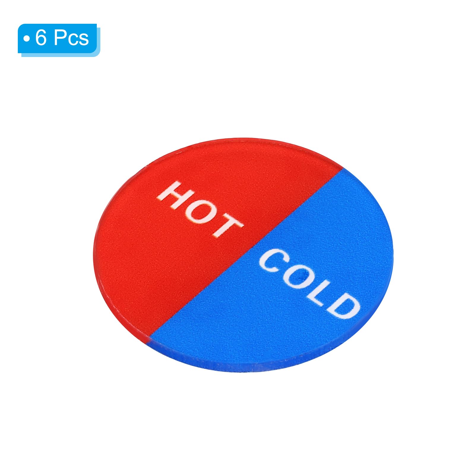 PATIKIL Self Stick Hot/Cold Water Label, 6 Pack Acrylic Round Shape Sticker Signs for Faucets Sinks Left Red/Right Blue - Image 3