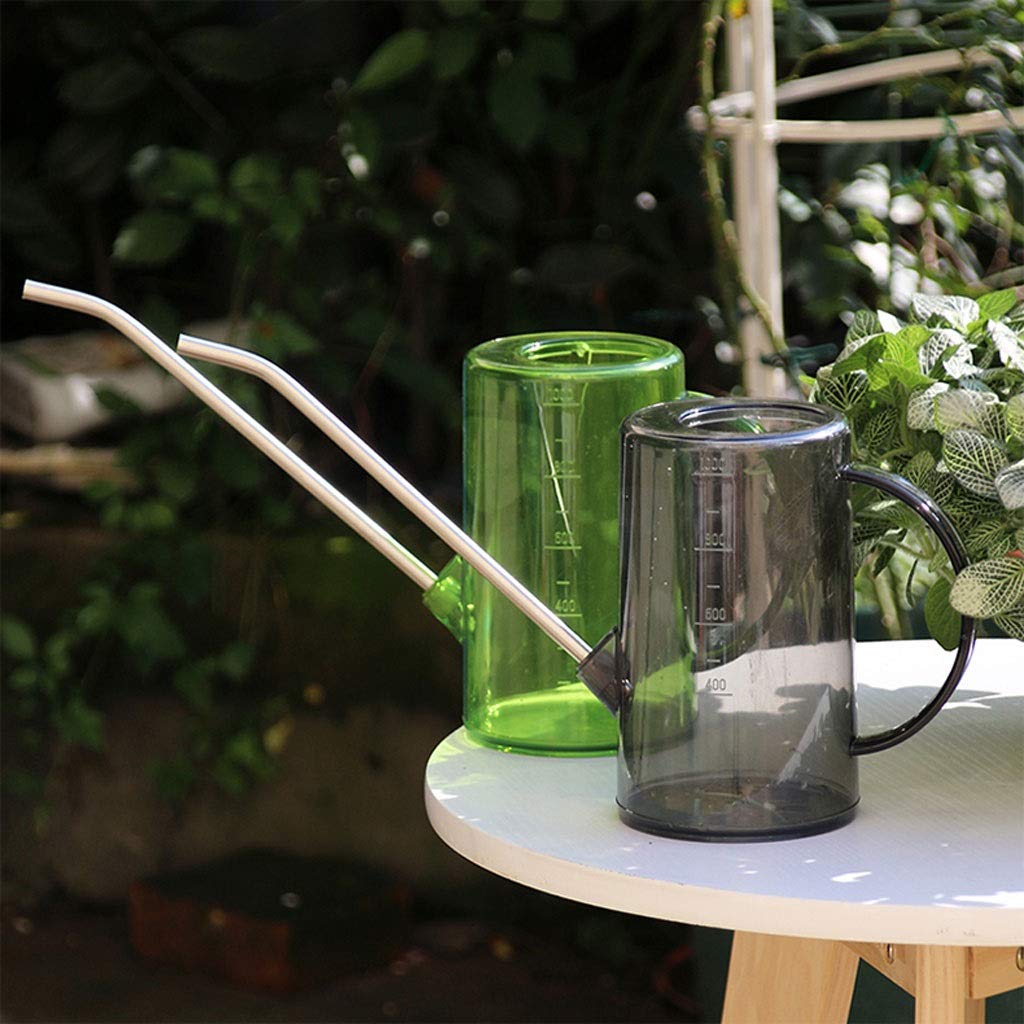 Esta regadera de Exterior de 1 litro con Boquilla de Acero Inoxidable, regadera de plástico translúcido de Boca Larga para regar Plantas Verdes y Flores, Herramientas de jardinería para el h