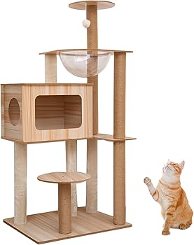 キャットタワー　据え置き型キャットタワー　猫用品　ベージュ　大型 Amazon | FEANDREA キャットタワー 猫タワー スリム 大型猫 多頭飼い