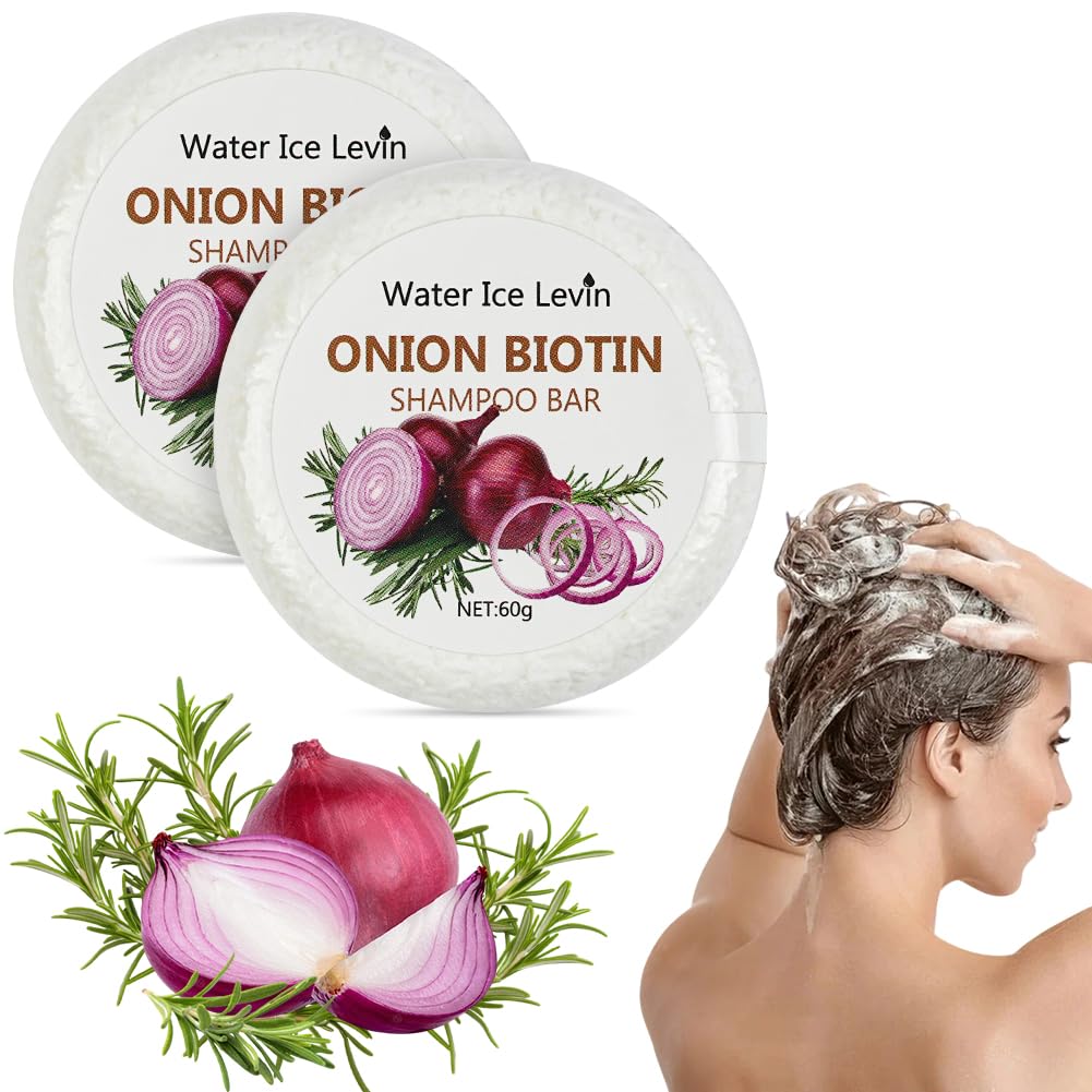 LOPHE Shampoo Solido, 2 * 60g Shampoo Solido Alla Cipolla e Rosmarino, con Olio di Rosmarino, Detergente e Idratante Profondo