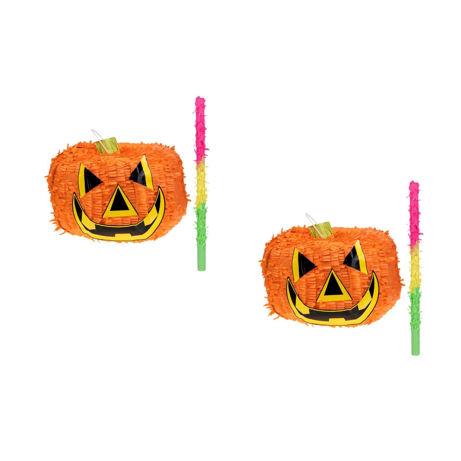 Angoily Halloween Pumpkin Pinata Set, Includes Pinata Stick Candy Fillers, 11.81 x 6.69 x 6.69 Inch, Party Decorations, Birthday Gatherings, Events