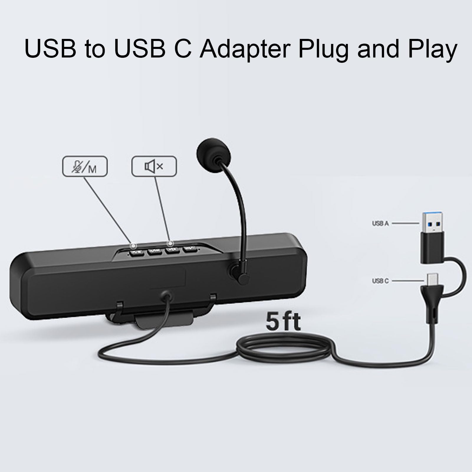 Annadue Altoparlante per Computer USB con Microfono, Altoparlanti Monitor per PC, Altoparlante per Conferenze e Microfono per Chiamate in Ufficio a Casa, per Zoom, Teams, Skype, PC,