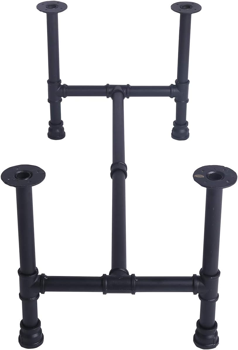MBQQ Black Rustic Diameter 1/2” Desk Leg,Industrial Pipe Decor Furniture Table Legs,Flanges and Pipes for Custom Vintage Tables and Furniture Decorations, DIY Kit with Hardware(L x W 17.7 x H 15.7")