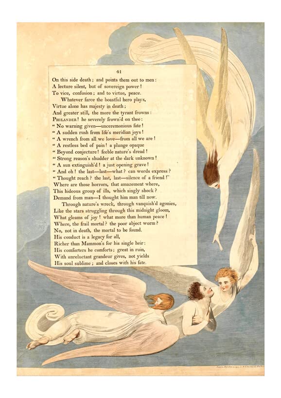 William Blake Night Thoughts petite affiche encadrée mat pour coin lecture zen