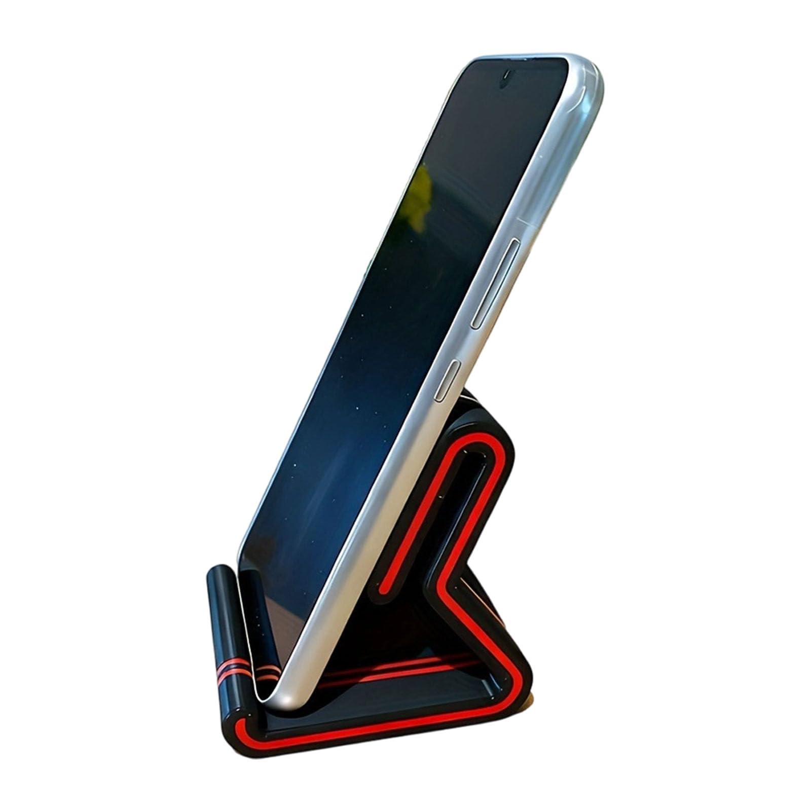 Desktop Phone Stand for Smartphones, Integrated Cradle with Fixed Tilt for Video Chat and Streaming Use Smartphone Desk Cradle Phone Viewing Stand