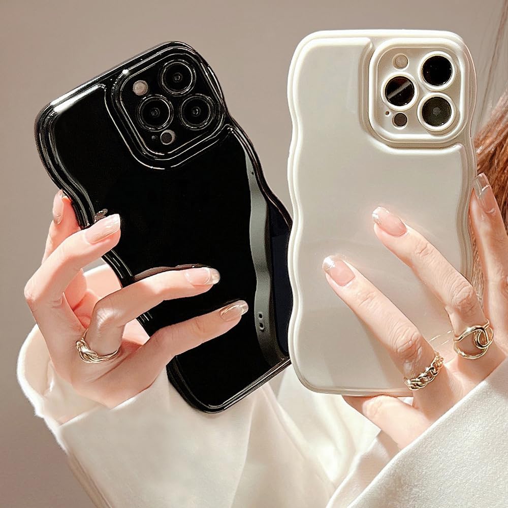 ZTOFERA Custodia compatibile con iPhone 14, per ragazze e donne, flessibile, in morbido silicone, con motivo a cuore, bordo dorato, resistente agli urti, cover per iPhone 14, bianco