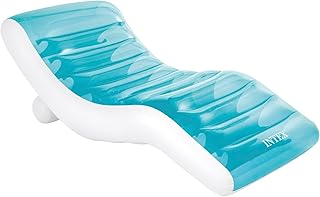 Intex: Splash Lounge - Flotador de Agua y Piscina (56874EP), Color Verde Azulado y Blanco, Inflable, portavasos Integrados, Asas Resistentes, Respaldo, diseño Elegante y cómodo Grande