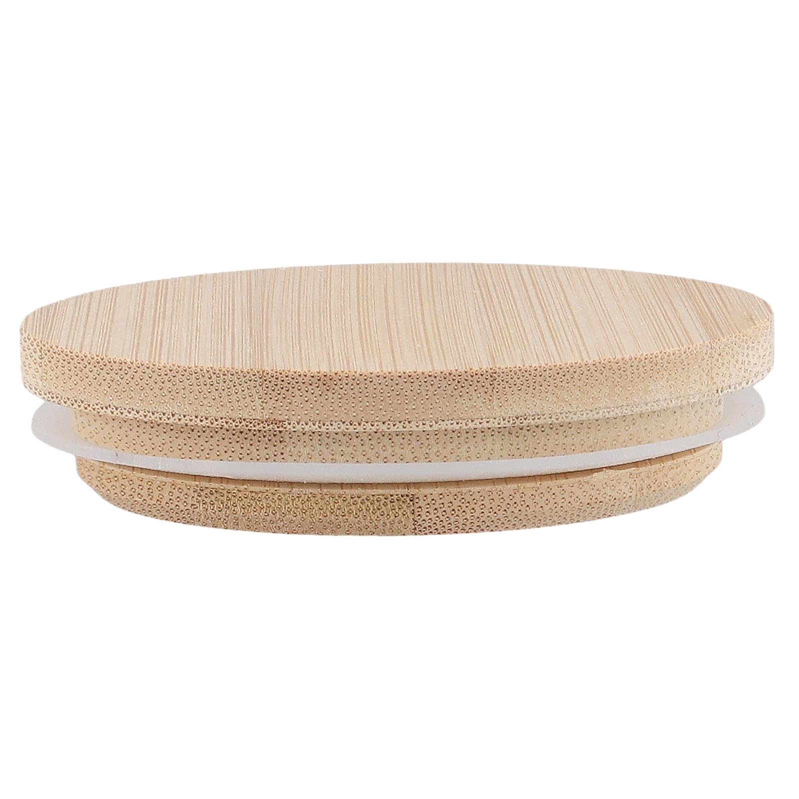 SINJEUN 24 pezzi, 8 x 8 cm, colore legno, coperchio in bambù, coperchio con guarnizione in silicone, coperchio in legno per barattoli, pentole per yogurt, feste