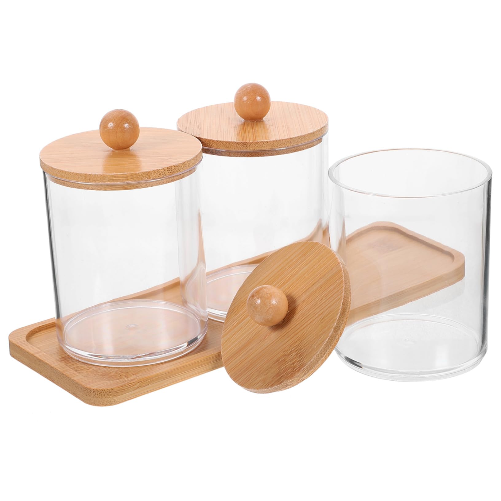 Ciieeo 3 Sätze Make-up- Kommode Schminktisch Wattepaddosen Wattestäbchen-ball-pad-gläser Badezimmer-waschtisch-organizer Spender Für Wattepads Wattebällchen P.s