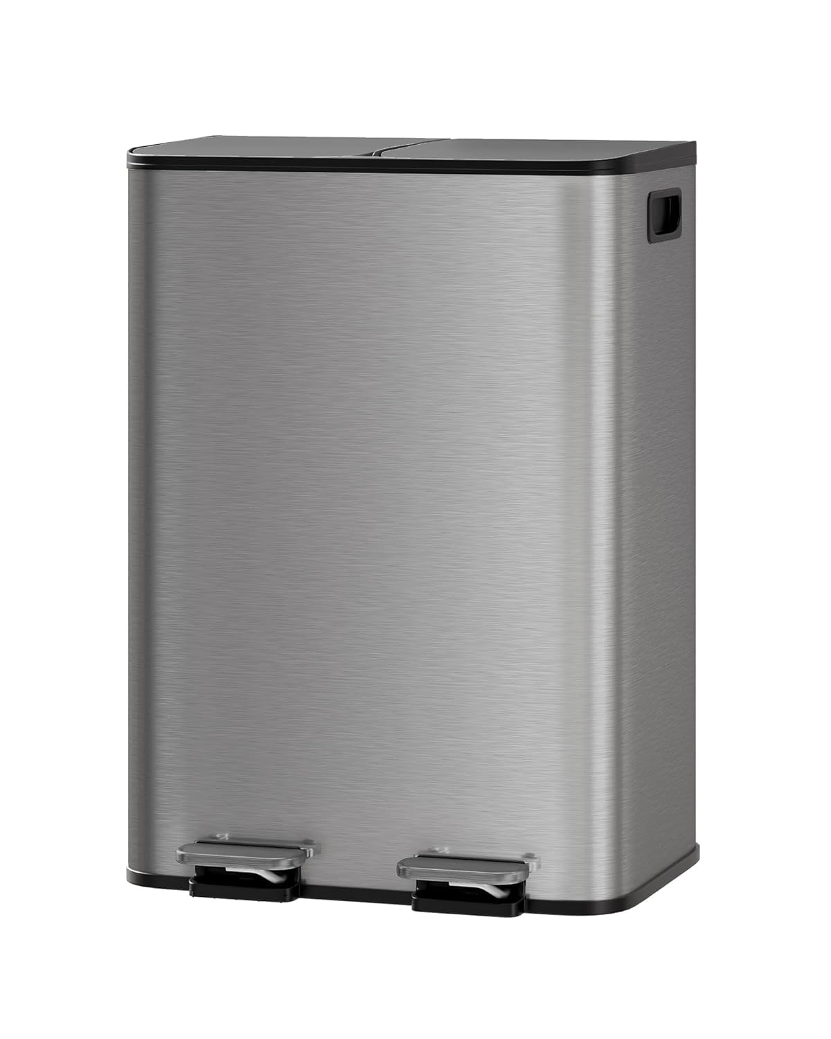 Garvee ゴミ箱 2分別 2×30L 横型ダストボックス 蓋付き ペダル式 おしゃれ キッチン 室内用 グレー | ステンレス製 pp素材バケツ 静音ソフトクローズ 防臭密閉 スリム