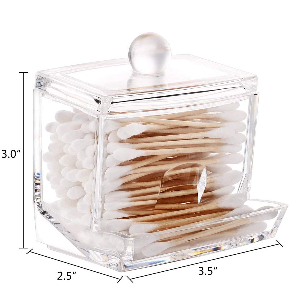 Dispensador de Almacenamiento de hisopos de algodón acrílico, Soporte de hisopo de Bola de algodón Transparente, Caja de Almacenamiento de bastoncillos de algodón, Caja de almacena