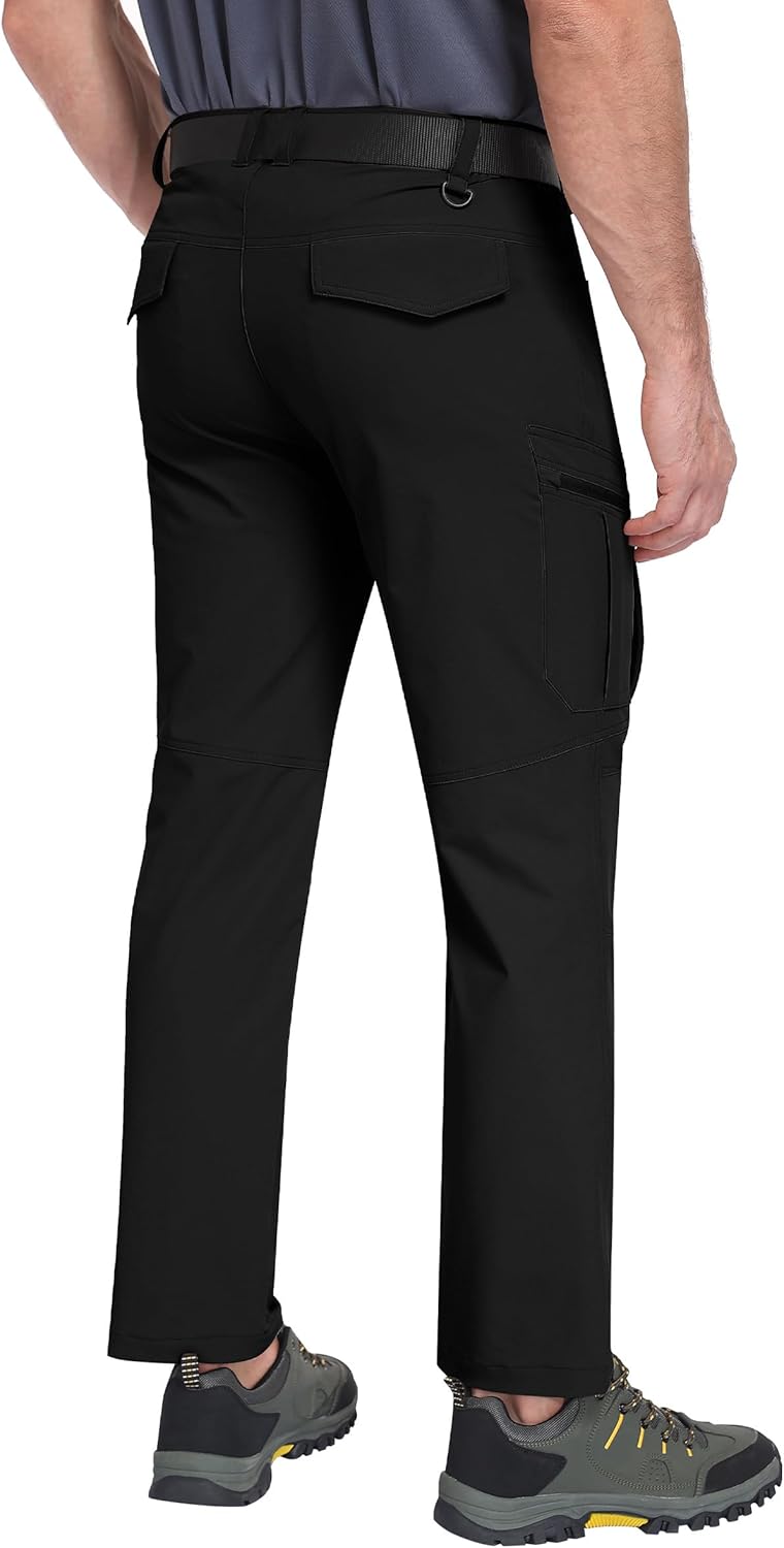 Mens Hiking Pants Waterproof Cargo Work Pants Lightweight Nylon Quick Dry Outdoor Travel Pants 6 Pockets - Image 2