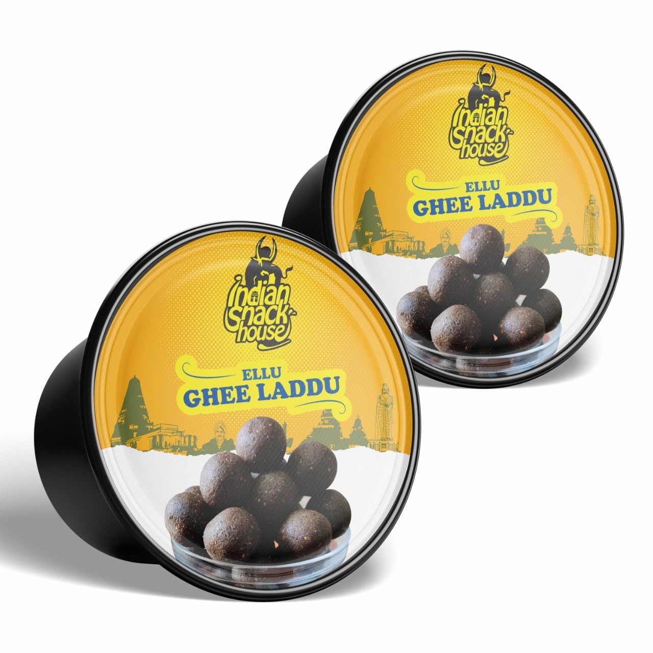 Indian Snack House Ellu (Sesame) Ghee Ladoo|2 Pack Combo 220g|5 Pieces per Pack,|Traditional South Indian Sweet||Vacuum-sealed|No Palm Oil | No Preservatives| No Artificial Color or Chemicals| (2X110g)