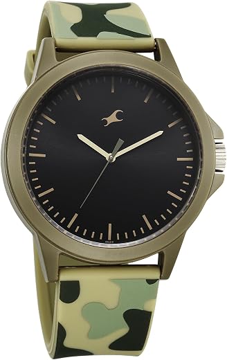 Fastrack Tees Wanderlust Quartz Analog Black Dial Green Silicone Strap Unisex Watch - NT38024PP71W